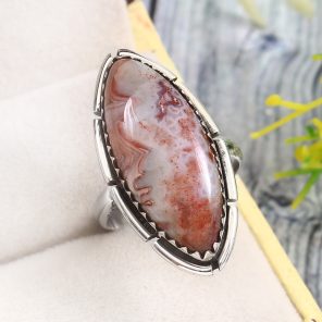 Crazy Lace Agate Size US 8 925 Sterling Silver Ring (REXT40-173)