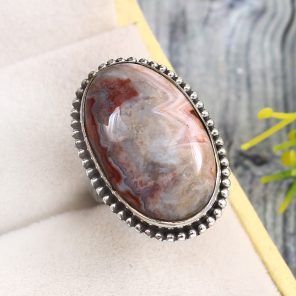 Crazy Lace Agate Size US 5 925 Sterling Silver Ring (REXT40-130)