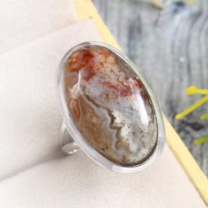 Crazy Lace Agate Size US 6 925 Sterling Silver Ring (REXT40-184)