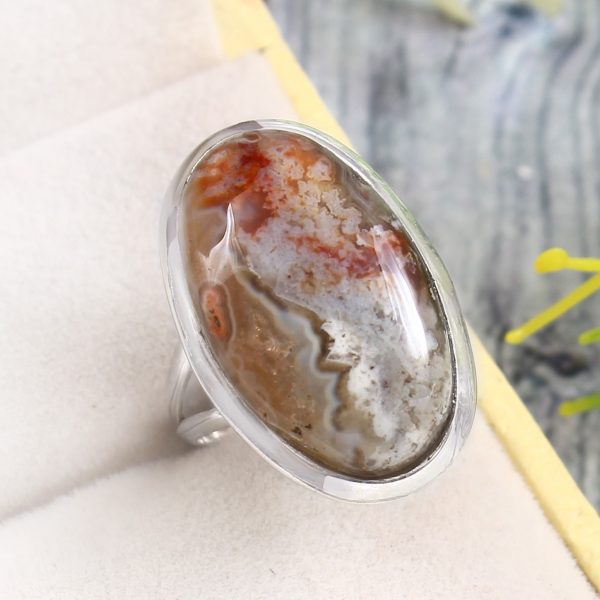 Crazy Lace Agate Size US 6 925 Sterling Silver Ring (REXT40-184)