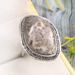 Crazy Lace Agate Size US 12 925 Sterling Silver Ring (REXT40-168)