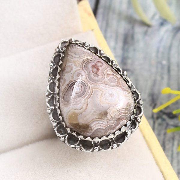 Crazy Lace Agate Size US 5 925 Sterling Silver Ring (REXT40-131)