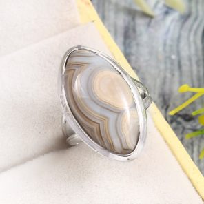 Crazy Lace Agate Size US 5 925 Sterling Silver Ring (REXT40-181)