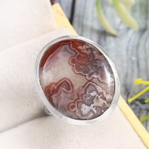 Crazy Lace Agate Size US 7 925 Sterling Silver Ring (REXT40-188)