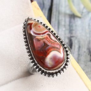 Crazy Lace Agate Size US 5 925 Sterling Silver Ring (REXT40-135)