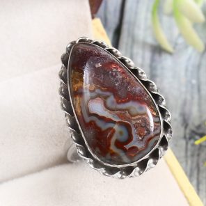 Crazy Lace Agate Size US 11 925 Sterling Silver Ring (REXT40-166)