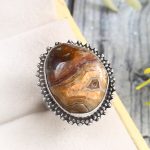 Crazy Lace Agate Size US 5 925 Sterling Silver Ring (REXT40-137)
