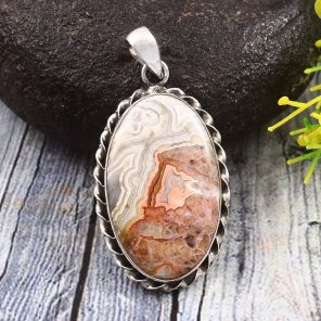 Crazy Lace Agate 1.25" 925 Sterling Silver Pendant (REXT40-210)