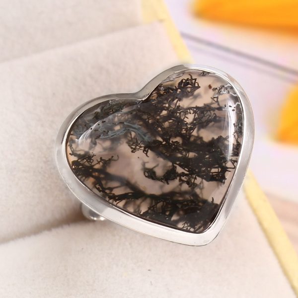 Moss Agate Size US 10 925 Sterling Silver Ring (REXT72-188)