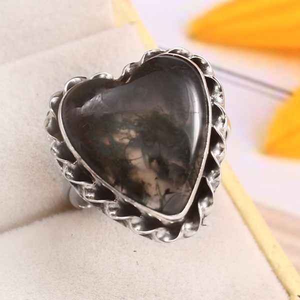 Moss Agate Size US 11 925 Sterling Silver Ring (REXT72-166)