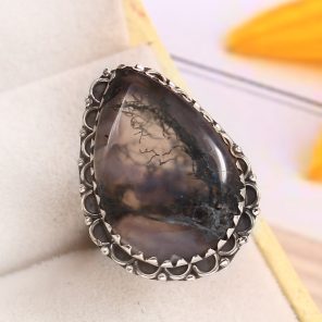 Moss Agate Size US 7 925 Sterling Silver Ring (REXT72-140)