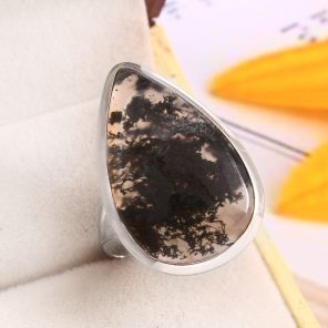 Moss Agate Size US 10 925 Sterling Silver Ring (REXT72-190)