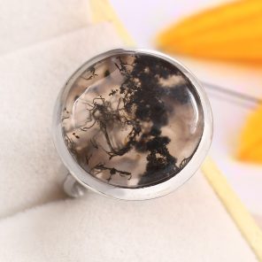Moss Agate Size US 9 925 Sterling Silver Ring (REXT72-196)