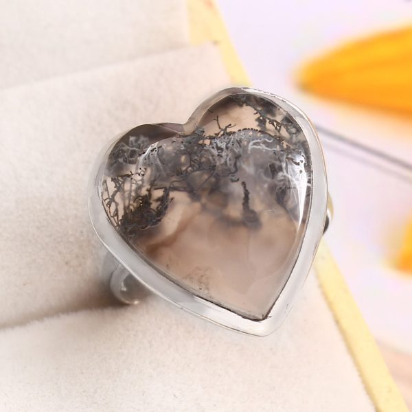 Moss Agate Size US 8 925 Sterling Silver Ring (REXT72-200)