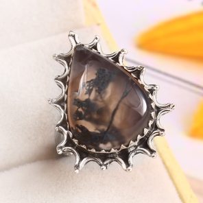 Moss Agate Size US 6 925 Sterling Silver Ring (REXT72-137)