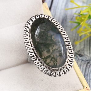Moss Agate Size US 11 925 Sterling Silver Ring (REXT72-169)
