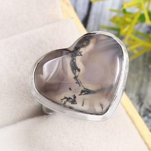 Moss Agate Size US 9 925 Sterling Silver Ring (REXT72-198)