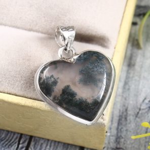 Moss Agate 1.2" 925 Sterling Silver Pendant (REXT72-221)