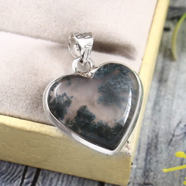 Moss Agate 1.2" 925 Sterling Silver Pendant (REXT72-221)