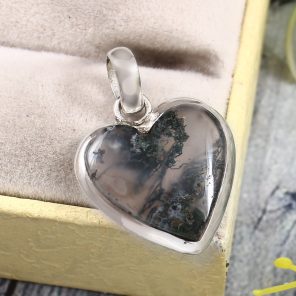 Moss Agate 1" 925 Sterling Silver Pendant (REXT72-223)