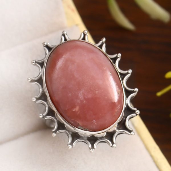 Pink Opal Size US 8 925 Sterling Silver Ring (REXT73-108)