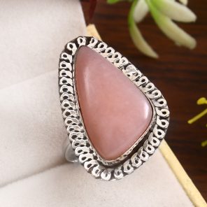 Pink Opal Size US 11 925 Sterling Silver Ring (REXT73-124)