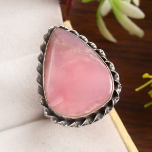 Pink Opal Size US 12 925 Sterling Silver Ring (REXT73-128)