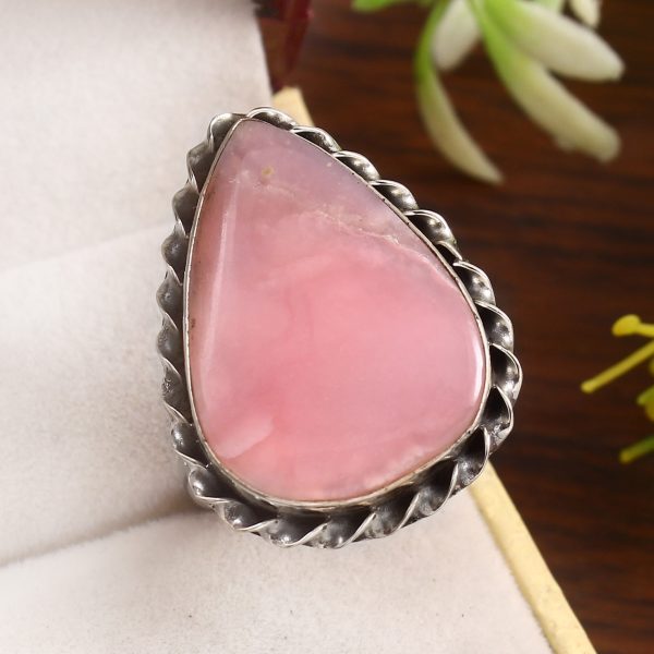 Pink Opal Size US 12 925 Sterling Silver Ring (REXT73-128)