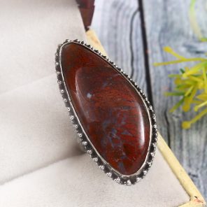 Moroccan  Seam Agate Size US 6 925 Sterling Silver Ring (REXT3-71)