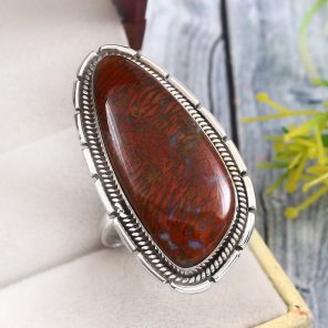 Moroccan Seam Agate Size US 12 925 Sterling Silver Ring (REXT3-105)