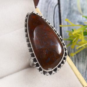 Moroccan  Seam Agate Size US 9 925 Sterling Silver Ring (REXT3-87)