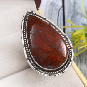 Moroccan Seam Agate Size US 10 925 Sterling Silver Ring (REXT3-106)