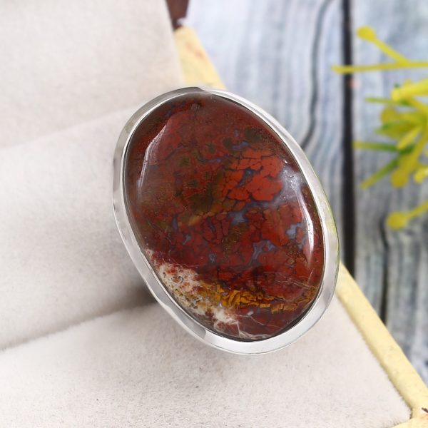 Moroccan Seam Agate Size US 6 925 Sterling Silver Ring (REXT3-115)