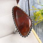 Moroccan Seam Agate Size US 10 925 Sterling Silver Ring (REXT3-90)