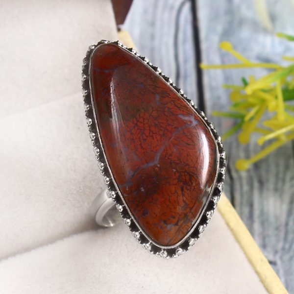 Moroccan Seam Agate Size US 10 925 Sterling Silver Ring (REXT3-90)