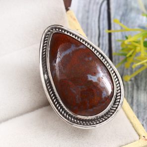 Moroccan  Seam Agate Size US 6 925 Sterling Silver Ring (REXT3-74)