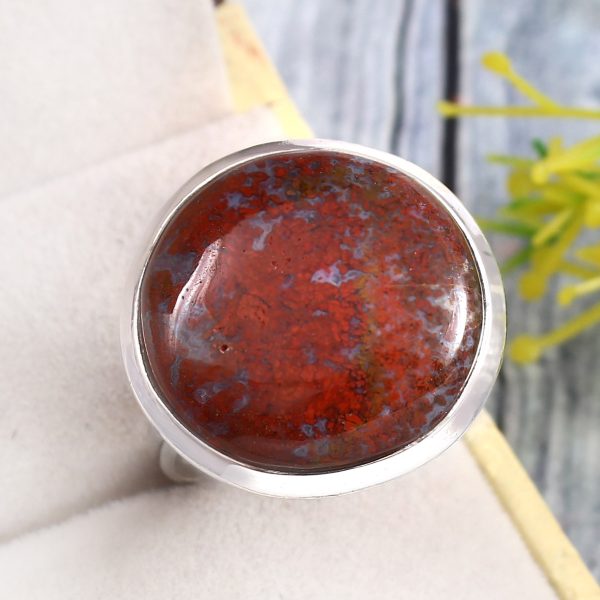 Moroccan Seam Agate Size US 11 925 Sterling Silver Ring (REXT3-132)