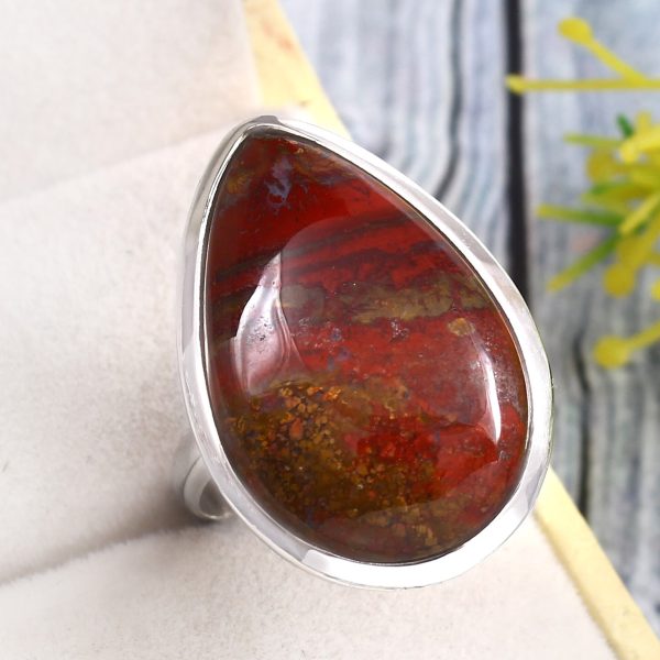 Moroccan Seam Agate Size US 9 925 Sterling Silver Ring (REXT3-128)