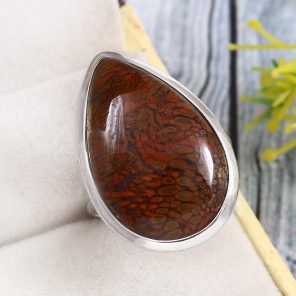 Moroccan Seam Agate Size US 10 925 Sterling Silver Ring (REXT3-130)