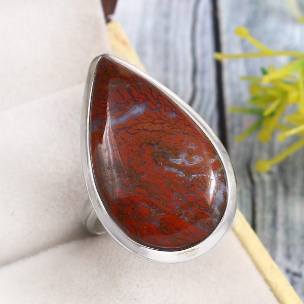 Moroccan Seam Agate Size US 8 925 Sterling Silver Ring (REXT3-125)