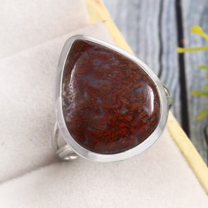 Moroccan Seam Agate Size US 9 925 Sterling Silver Ring (REXT3-127)