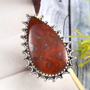 Moroccan Seam Agate Size US 11 925 Sterling Silver Ring (REXT3-97)