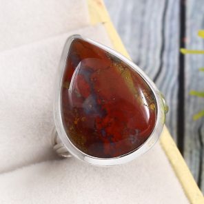Moroccan Seam Agate Size US 8 925 Sterling Silver Ring (REXT3-126)