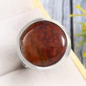 Moroccan Seam Agate Size US 7 925 Sterling Silver Ring (REXT3-121)
