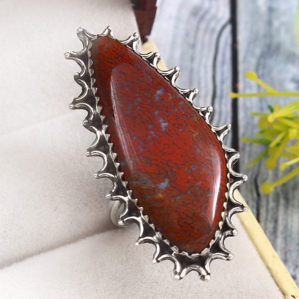 Moroccan  Seam Agate Size US 8 925 Sterling Silver Ring (REXT3-86)