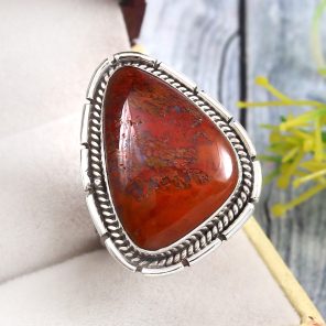 Moroccan Seam Agate Size US 10 925 Sterling Silver Ring (REXT3-108)