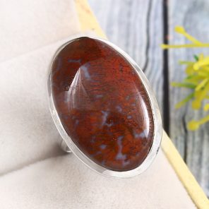 Moroccan Seam Agate Size US 7 925 Sterling Silver Ring (REXT3-122)