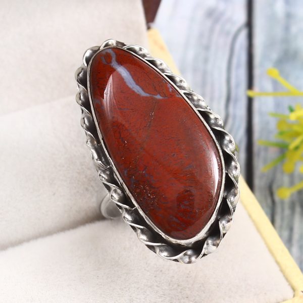Moroccan Seam Agate Size US 11 925 Sterling Silver Ring (REXT3-98)