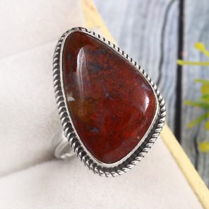 Moroccan Seam Agate Size US 10 925 Sterling Silver Ring (REXT3-91)