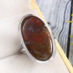 Moroccan Seam Agate Size US 6 925 Sterling Silver Ring (REXT3-117)